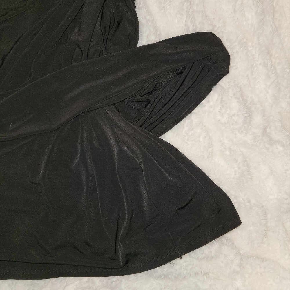 Ralph Lauren Elegant One-Shoulder Black Dress With Side Ruching - Picture 7 of 9